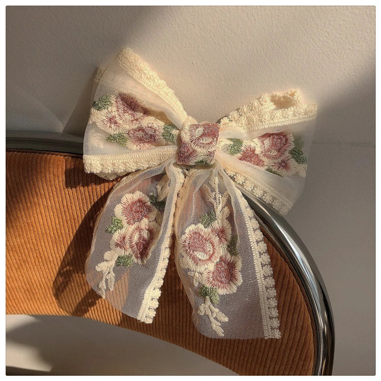 Embroidered Lace Hair Bow.