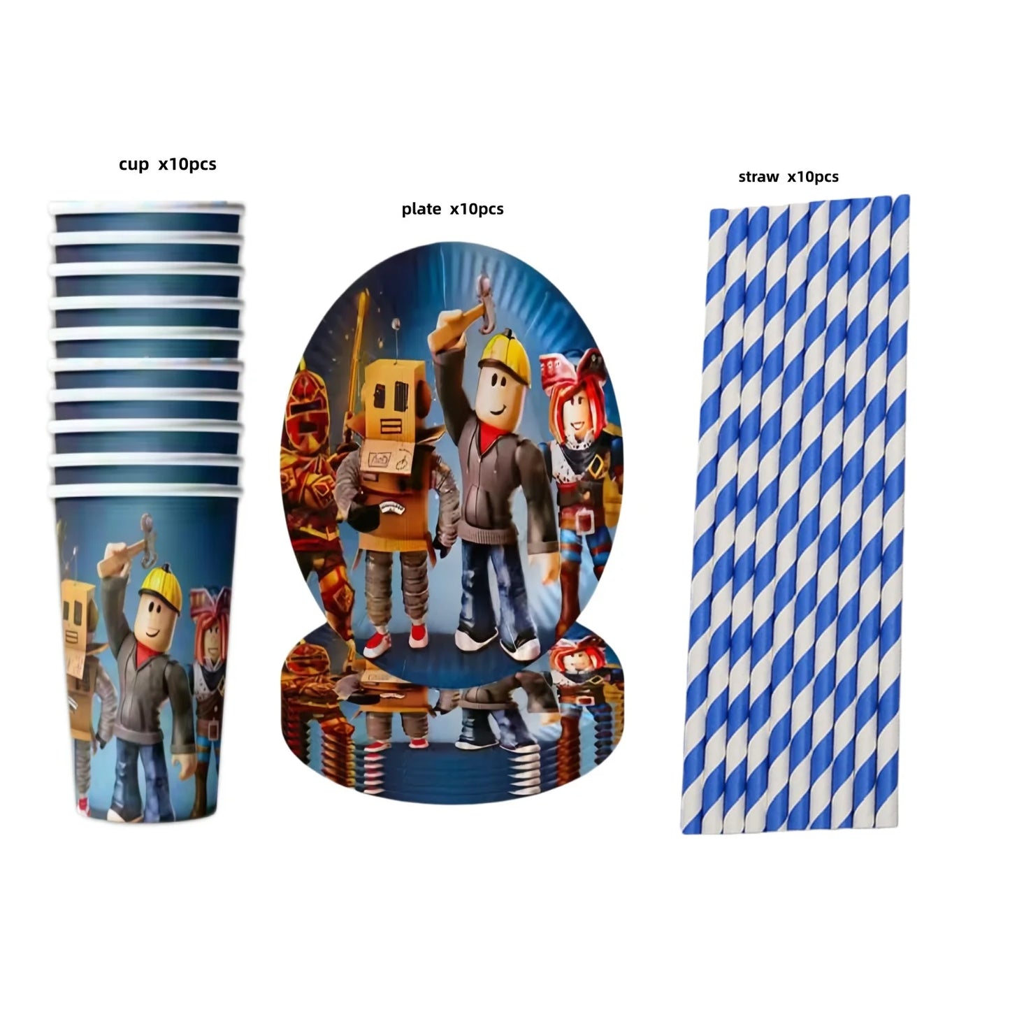 Roblox Boy Kids Set Birthday Party Decorations Tableware Tablecloth Cup Plate Napkin Bags Baby Shower Roblox Party Favor Kits