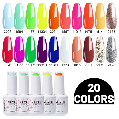 Clou Beaute 10/12/20/24pcs Gel Nail Polish Set Color 15ml White Glass Bottle Nail Art Kit Semi Permanent Gellack Nail Varnish