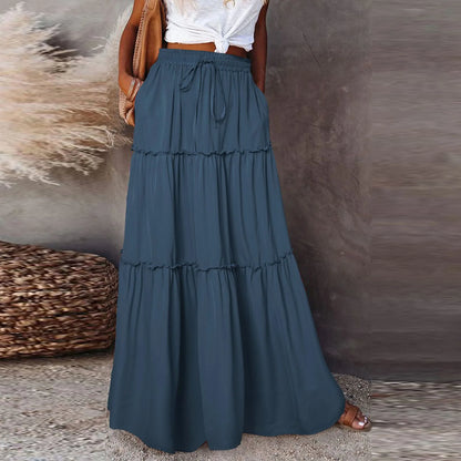 Women’s Boho Maxi Skirt: High-Waisted A-Line Tiered Long Skirt
