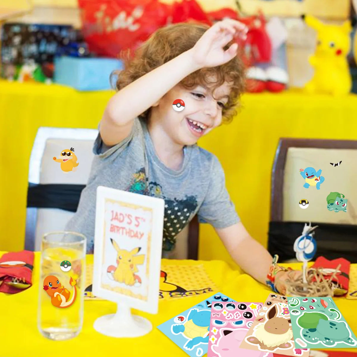 Pokemon DIY Puzzle Sticker Birthday Decoration Pikachu Make A Face Stickers Pokemon Sticker Kids Toys Boys Gifts Party Supplies