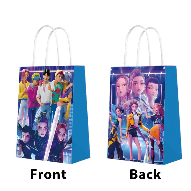 12 PCS Cute Cartoon k-pop Paper Gift Bags with Handles, Sealable Holiday & Party Bags for Candy & Small Gifts  Bullet Points