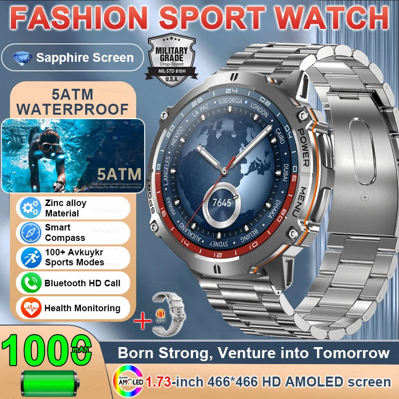 TANK X3 Smartwatch – GPS, BT Call, Compass & 5ATM Waterproof