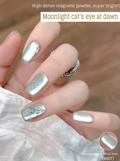 MIANEL 12ML Glass Bead Cat Eye Gel Nail Polish Flash White Spar Nude Color Magnetic Nail Polish White Nails Summer Nails 1-12pcs
