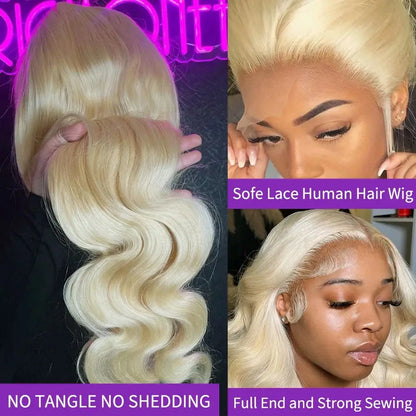 40Inch 613 13x6 Lace Front Wig Human Hair Body Wave Blonde Wig Human Hair 613 HD Transparent Blonde Lace Front Wigs Pre Plucked