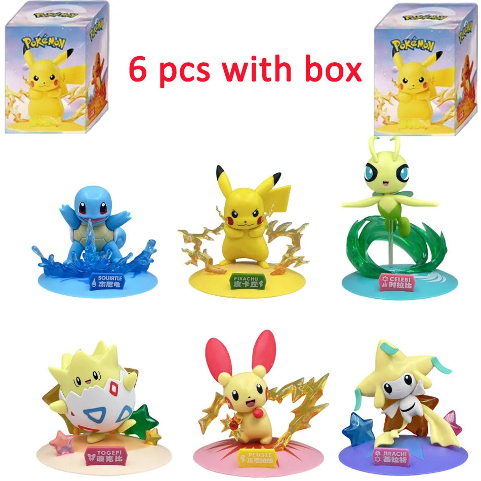 Hot 12 style Pokémon Action Dolls cute Pikachu Blind Box Anime Models Desktop Decorations Pok é mon Toys kids Birthday Gifts
