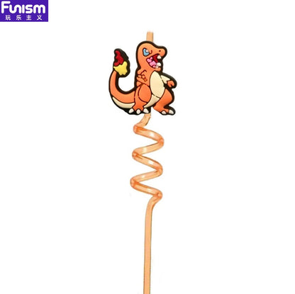 FUNISM Pikachu series cartoon creative spiral straws decorate party reusable colorful straws