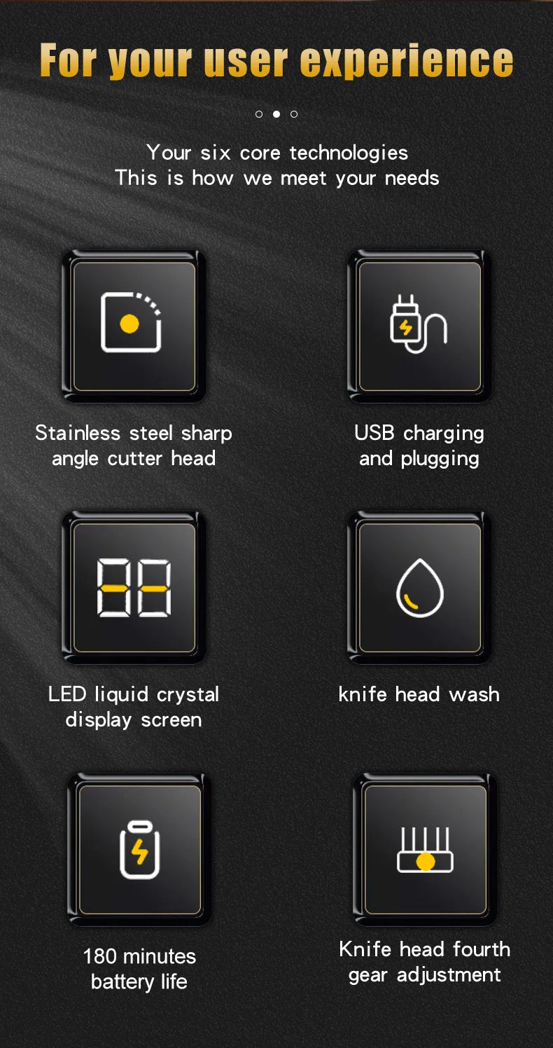 USB Rechargeable Hair Clippers for Men, Three-piece Set with Oil Head and Electric Trimmers, Ideal for Home Use