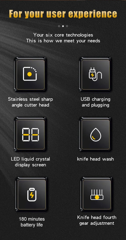 USB Rechargeable Hair Clippers for Men, Three-piece Set with Oil Head and Electric Trimmers, Ideal for Home Use