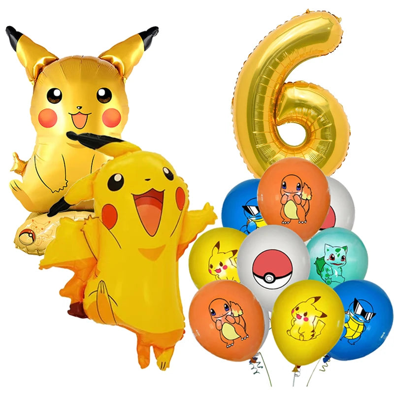 New pokemon birthday party pikachu decoration Balloon Disposable Tableware Tablecloth Straws Cup Plates Baby Shower Supplies Toy