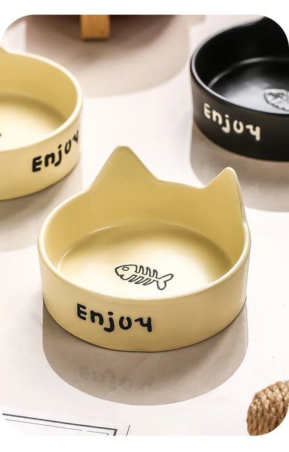 Cat Bowl Black Ceramic Dog Bowl Black Bowl Cat Food Bowl Dog Bowl Dog Drinking WaterCatFood Bowl Pet Water Bowl Anti-overturning