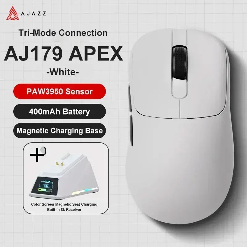 Ajazz AJ179 Apex AJ179PRO 8kHZ Wireless  Gaming Mouse PAW3950 Sensor 30000DPIR GB Charging Dock Macro Defines The Wired Mouse