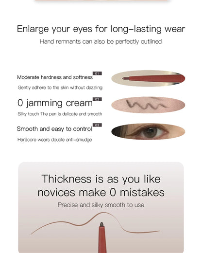 12 Colors Eyeliner Pencil Waterproof Long-lasting Orange Black Brown Easy Wearing Eyeshadow Contour Stick Lying silkworm Makeup