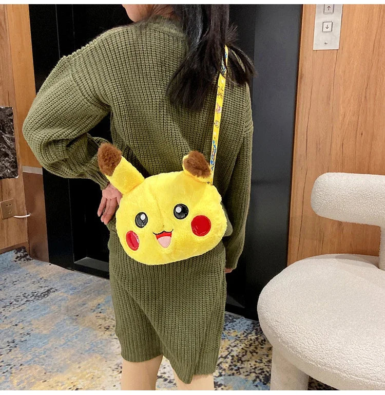 Pokemon Cute Plush Crossbody Bag Anime Figure Messenger Bag Large Capacity Storage Bag Cartoon Cosplay Birthday Party Gift