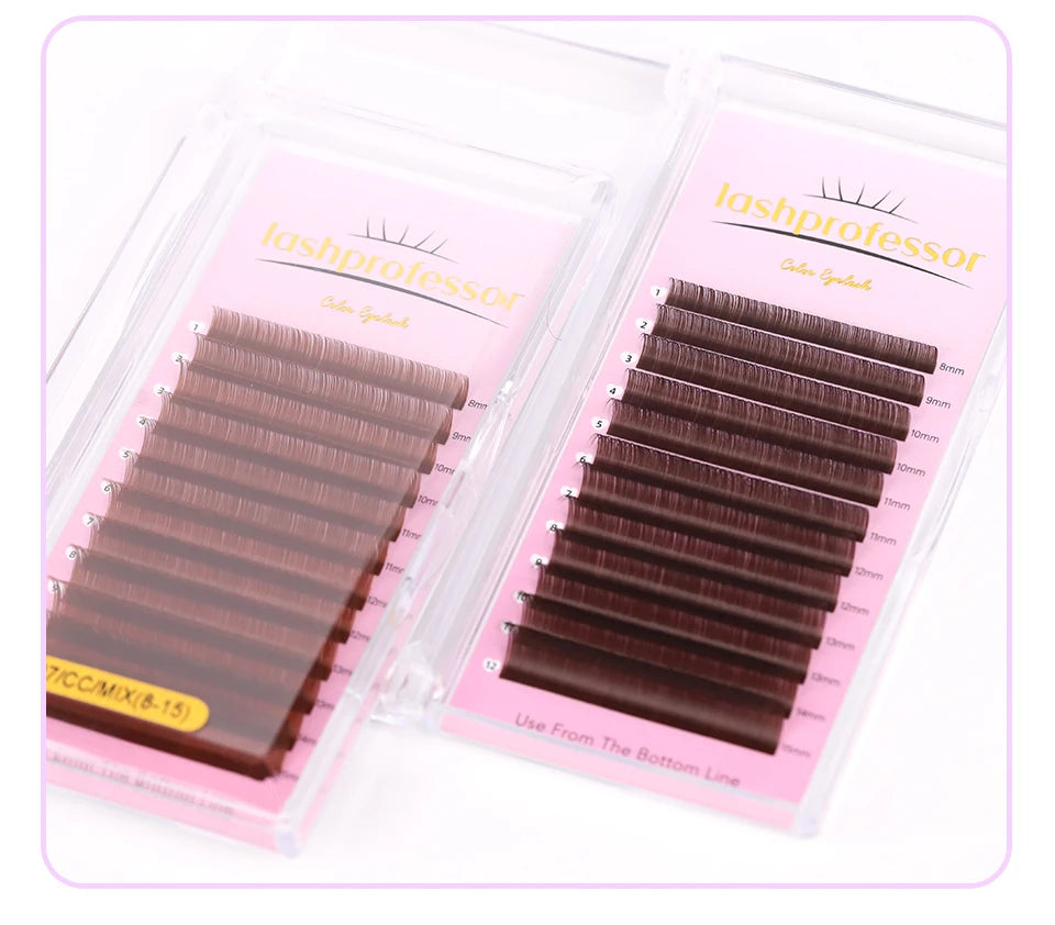 Brown Individual Eyelashes Extension 8-15 Mixed Lash Colorful Premium Dark Brown Lashes Soft Natural Mink False Eyelashes Makeup