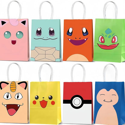 Pokemon Gift Bags Pikachu Hand-held Paper Packing Treat Bag Anime Kraft Paper Bag Gift Packaging Party Festive Supplies Kids Toy