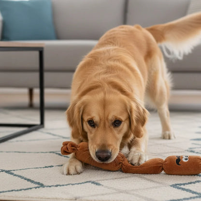 Simulated Sausage Plush Chew Toy for Dogs: Press-to-Squeak with BB Sound, Durable Chew-Resistant & Self-Play Boredom Relief Toy