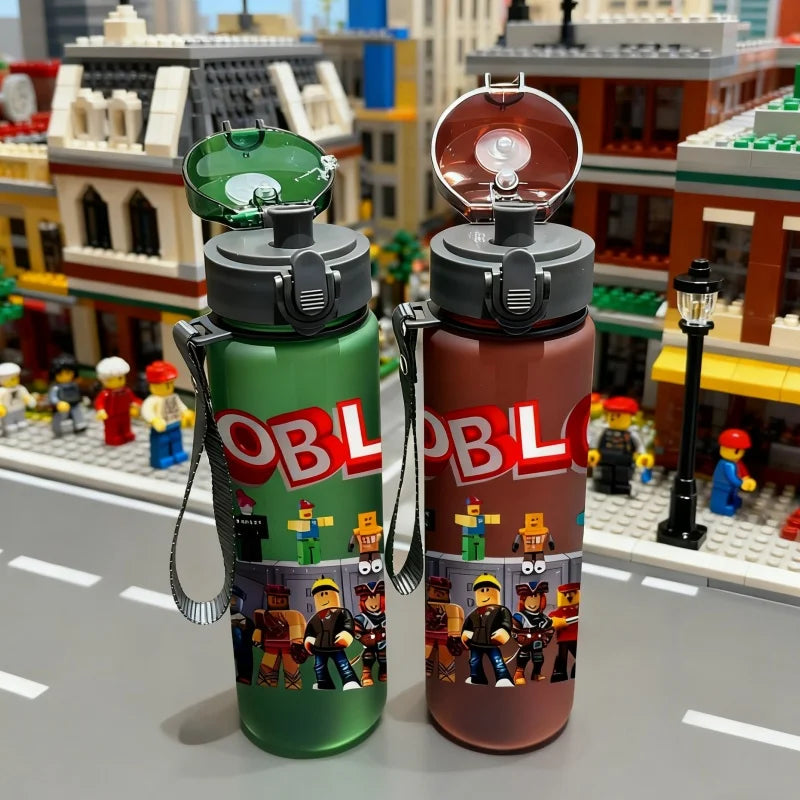 3D Printed 560ML Water Cup with Vivid Lego Toy Pattern, Frosted Leak-Proof Large-Capacity Stylish Water Cup for Daily Use