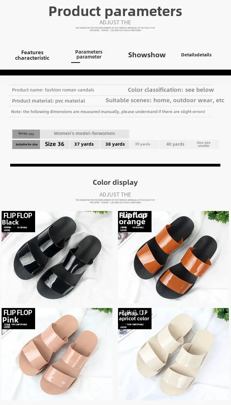 Korean Style Summer Roma Sandals With Thick Bottom And Soft Sole Simple Mom Shoes Jelly Beach Slippers Casual Women's Shoes