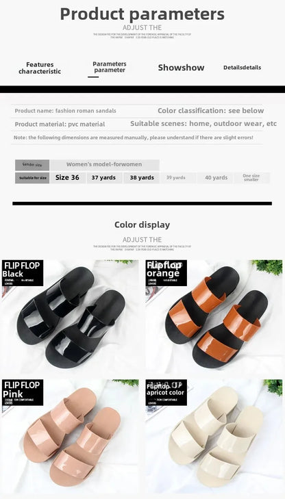 Korean Style Summer Roma Sandals With Thick Bottom And Soft Sole Simple Mom Shoes Jelly Beach Slippers Casual Women's Shoes