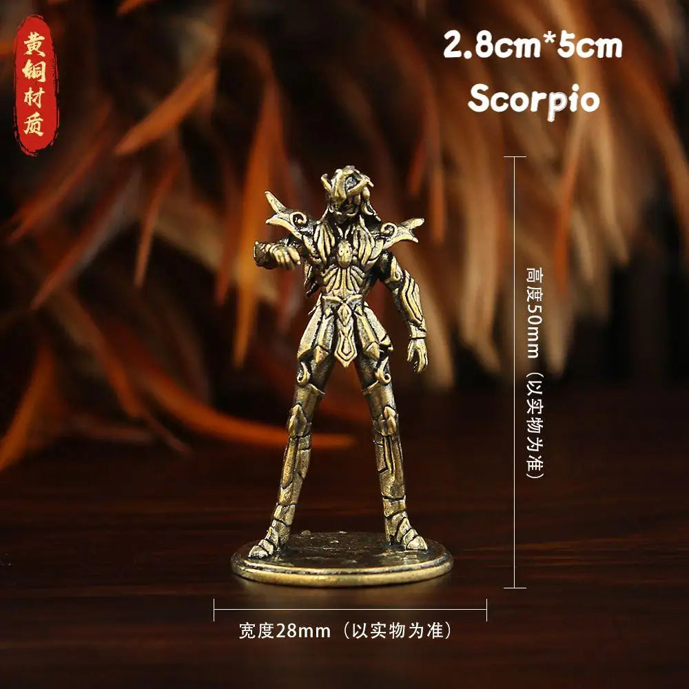 Golden Gold Saints Mini Figures Set Brass Style Anime Collectible Statues Luxury Desk Decor Gift for Anime Fans