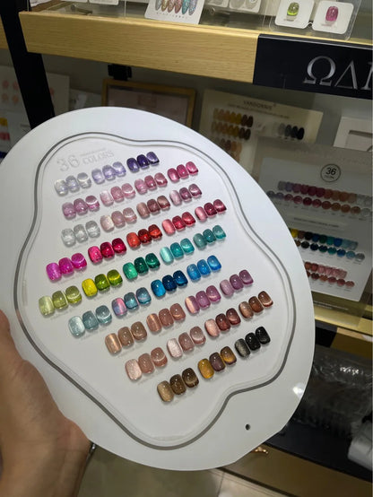 U·OMEEI 36color/set Gel Nails Polish 15ml Universal Crystal Cat Eye Semi Permanent Soak Off UV LED Magnetic Gel For Nail Salon