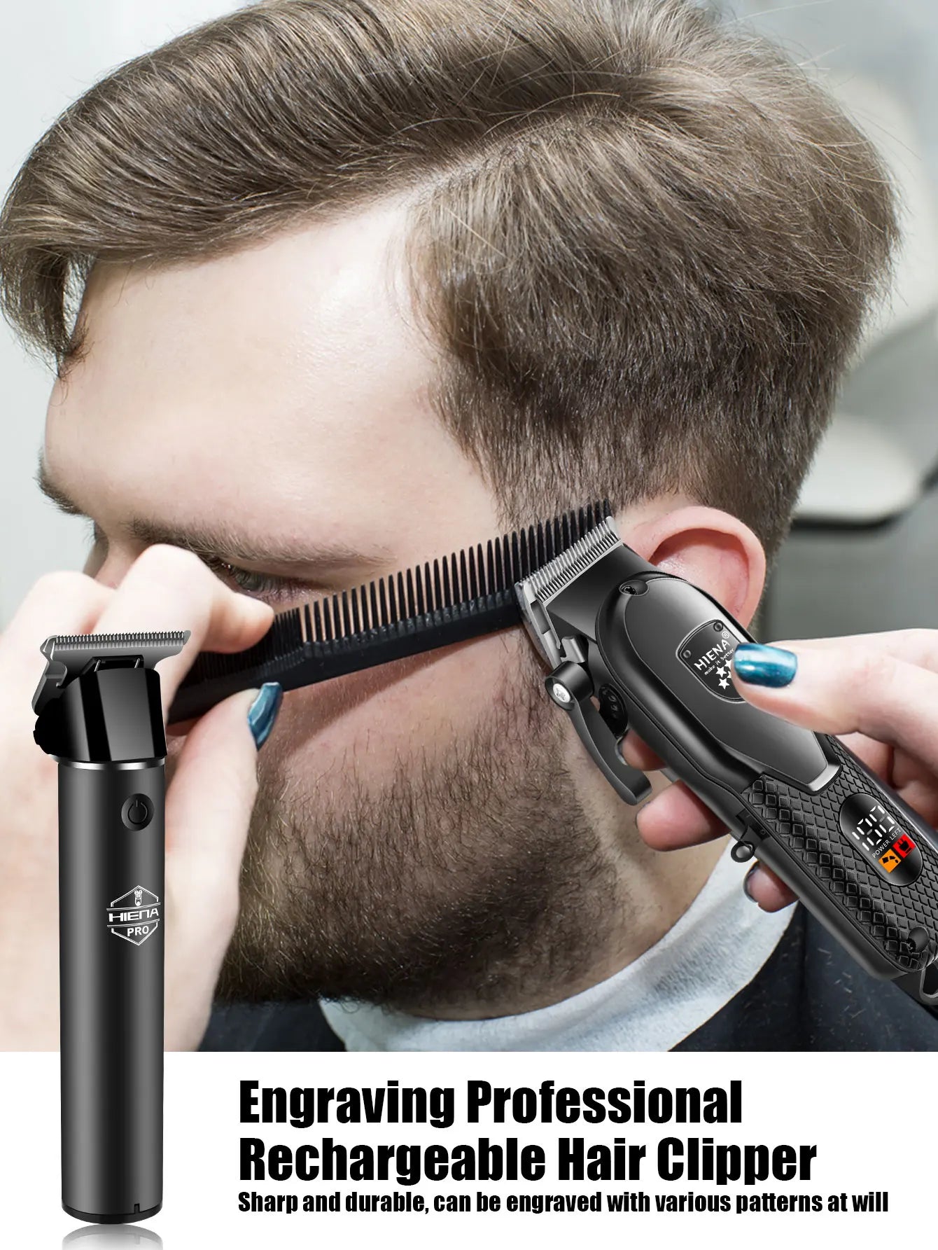 hiena Hair Clipper Kit for Men Electric Shaver Hair Trimmer Professional Cutting Machine Hair Trimmer with LCD Digital Display