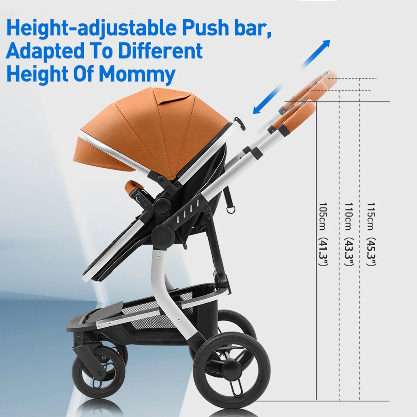Baby Stroller High-Land scape Baby Carriage Adjust Position for Infant Toddler Portable Folding Pram Reversibale Stroller 2in1