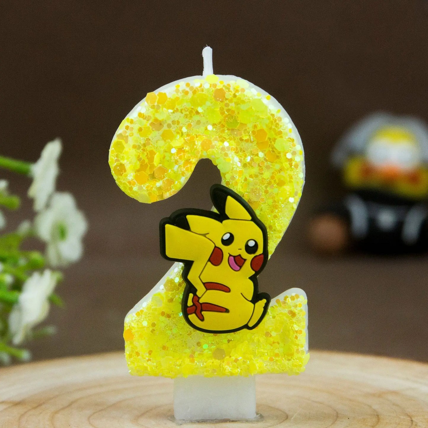 Birthday candle yellow Pikachu party cake decoration plug-in digital candle 0-9