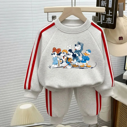 2026 Spring New Style Boys Casual Sweatshirts Set Girls O Neck Hoodies Long Pant Two Piece Children's Fashion Tracksuit Running
