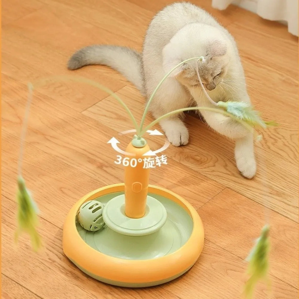 Multifunctional Electric Cat Toy Sturdy Design Self Rotating Interactive Cat Toy Reusable Self Rotating Teaser
