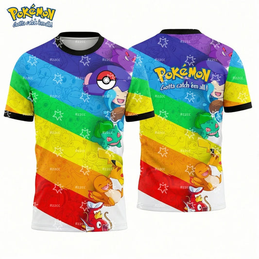 2026 Pokémon Graphic Football Jersey Japanese anime T-shirt Spring Sports Dry Quickly Men's T-Shirt Kid's Clothing Tee Y2k Woman