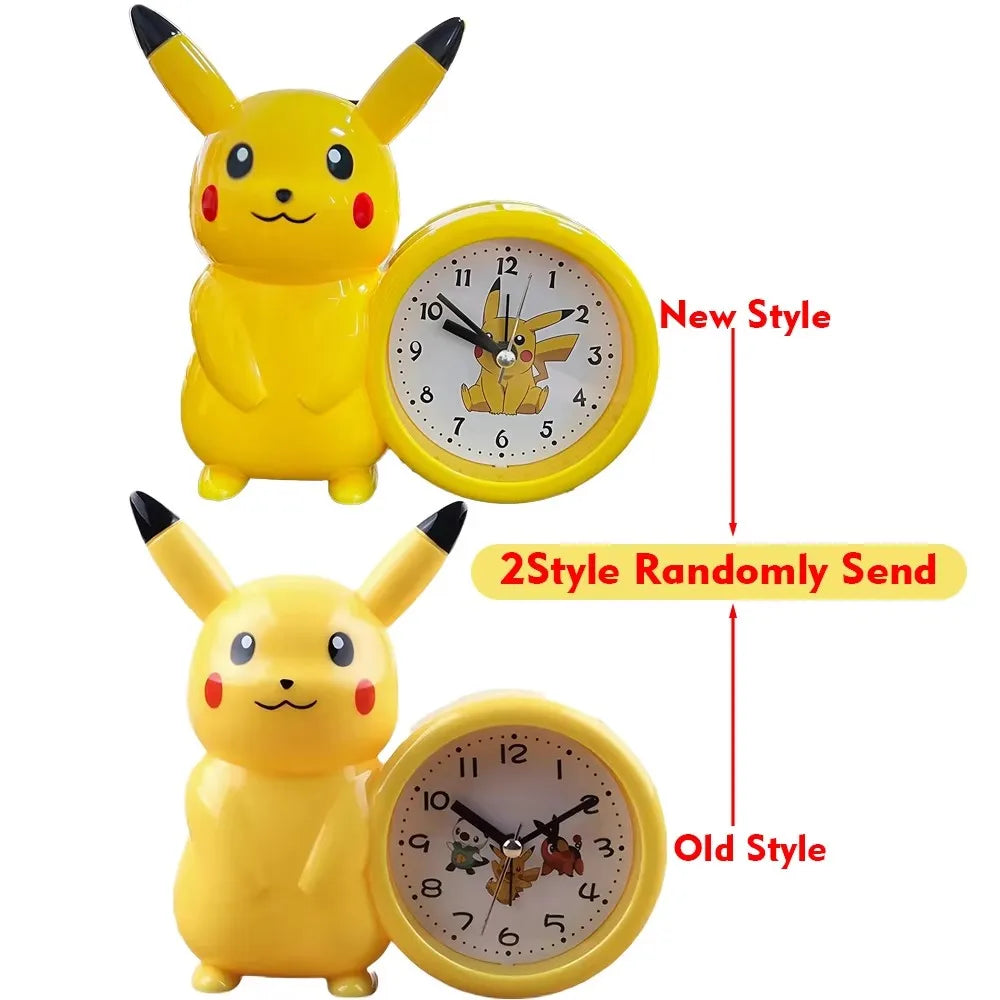 Anime Pokemon Pikachu Figures Clock Catoon Kawaii Model Action Decoration Toy Alarm Pointer Watch Student Gift