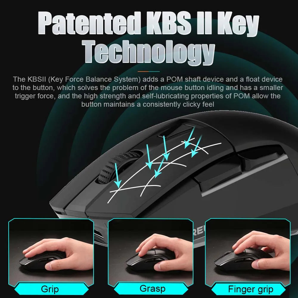 DAREU PC Gamer Mouse 12000DPI RGB Tri-mode Wireless Bluetooth Mice with Charging Dock AIM-WL Sensor for Laptop PC