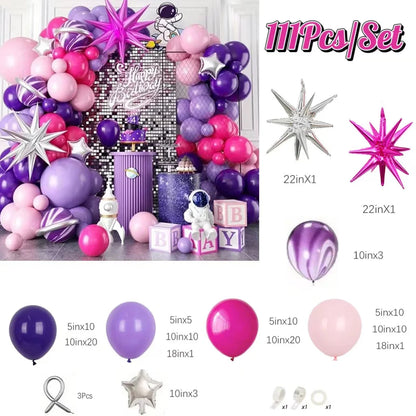 Celestial Purple & Hot Pink Balloon Garland Kit: 111-Piece Arch Decor Set