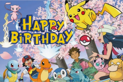 Pikachu Photography Backdrop For Kids Birthday Party Supplies Background Cake Table Decor Banner Room Decoration Poster