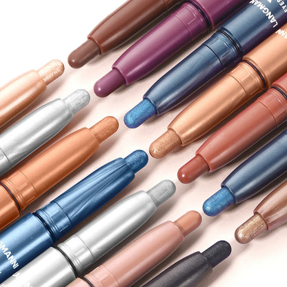Pearlescent Matte Eyeshadow Pencil Waterproof Smoky Glitter Highlighter Pen Black Brown Makeup Tool Creamy Smooth