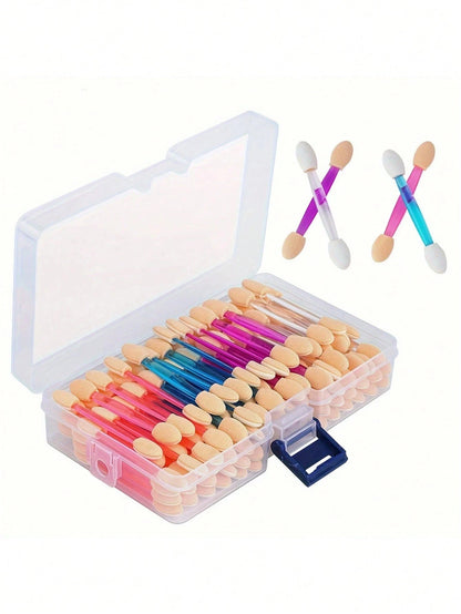 100/120/200Pcs Double-Headed Eyeshadow Brush, Disposable Dual Sided Eyeshadow Brush Double Ended Sponge Applicator Oval Tipped