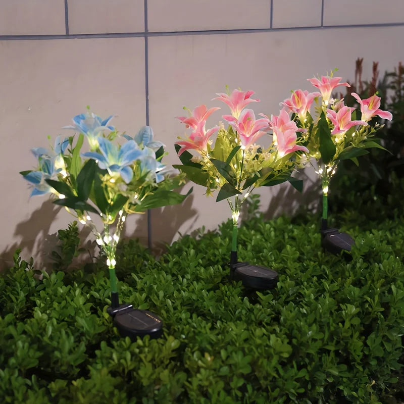 Auto Solar Lily Garden Lights (7 Heads) - Waterproof LED Outdoor Flower Decor for Yard, Pathway, Camping, Wedding | Ground Spike