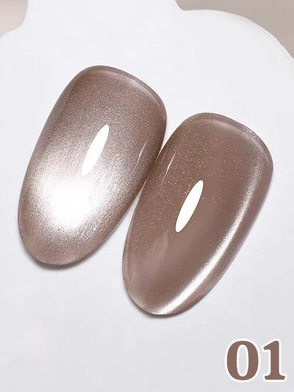MIANEL 12ML Glass Bead Cat Eye Gel Nail Polish Flash White Spar Nude Color Magnetic Nail Polish White Nails Summer Nails 1-12pcs