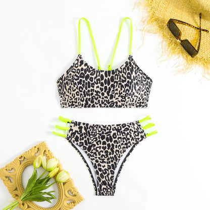 Sexy Bikini Set Push Up Swimwear Women 2025 Hot Swimsuit Two Piece Bather Low Waist Swimming Suit Girl Bather Costumes Leopard