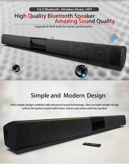 40W Bluetooth TV Soundbar with FM Radio & Surround Sound