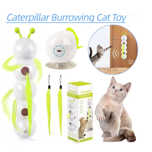 Sensor Automatic Cat Feather Toy USB Rechargeable Interactive Fluffy Tail Teaser with Suction Cup Automatic Cat Toy for Indoor