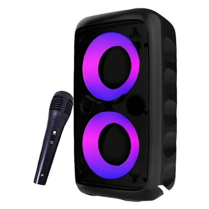 Karaoke Radio FM Bluetooth Speaker Portable Wireless With Microphone Lamp Machine Caixa De Som Sound Box Music Subwoofer LED TWS
