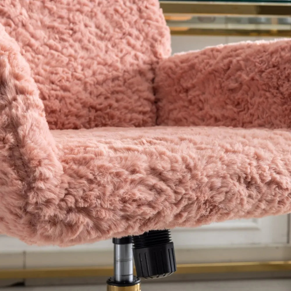 Pink Faux Fur Vanity Chair