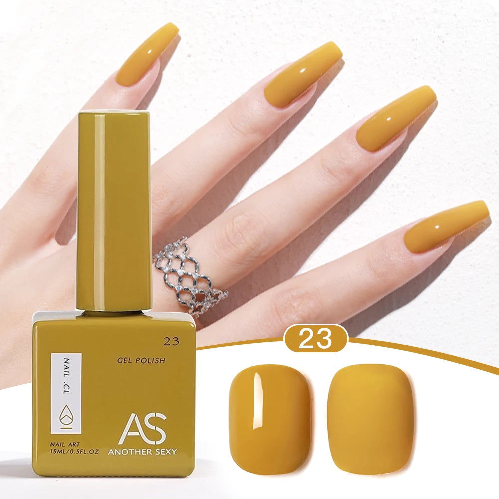 AS 1pc 15ml Bright Yellow Gel Nail Polish Starter Pure Soak Off No Wipe Nail Gel Polish Varnish Suitable For All Seasons