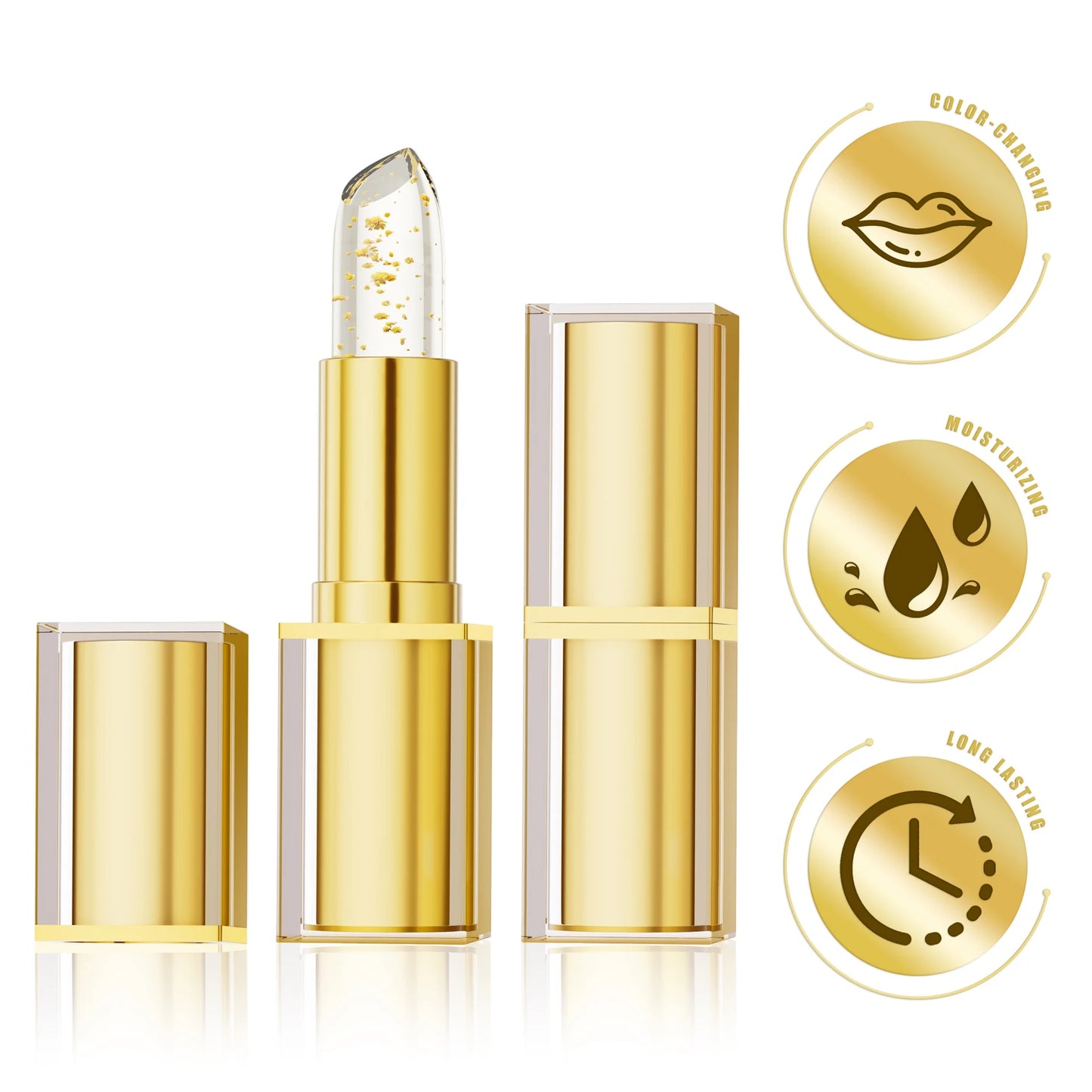 Temperature Color Changing Women Flower Lipstick Transparent Waterproof Moisturizing Crystal Jelly Pearlescent Lip Balm Cosmetic