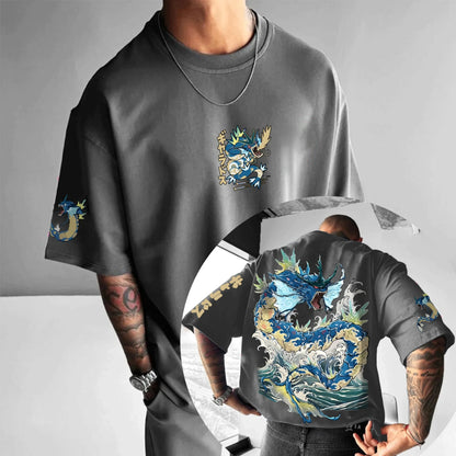Pokémon Animation Derivatives Gyarados Printing Men's and Women's Summer Fashion Street T-shirt Hoodie Shorts and Sweatpants