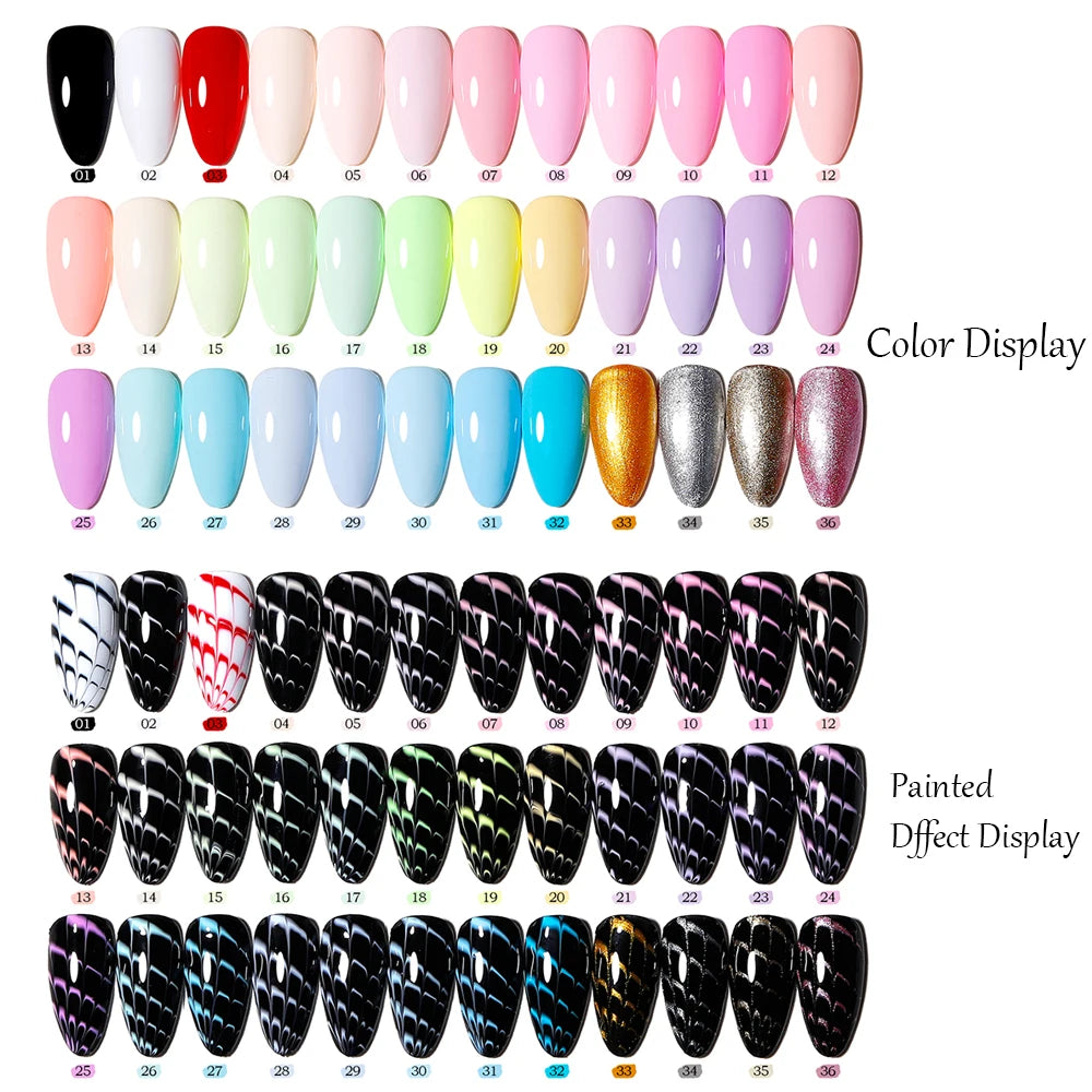 Vendeeni 36 Colors/set DIY Painting UV Gel Graffiti Drawing Nail Art Design Gel Nail Polish With Color Card TPO/HEMA FREE