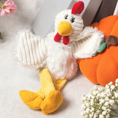 Pet Bite-Resistant Plush Interactive Toy with Sound, Cartoon Rooster Design, Suitable for Large, Medium, and Small Pets Such as Cats and Dogs, Double-Layer Fabric, Built-In Airbag